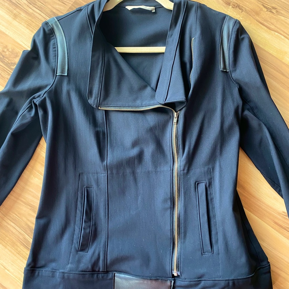 Elaine Kim Black Stretchy Slimming Tailored Moto Jacket